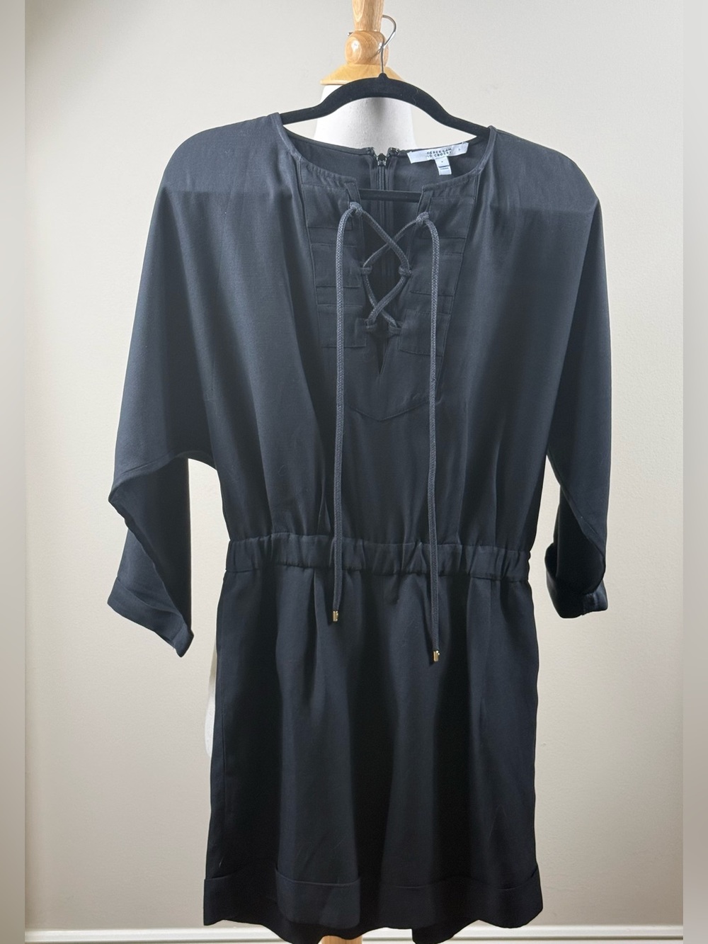 NWOT Derek Lam 10 Crosby Black Lace-Up Romper Sz 4